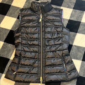Lily Pulitzer Black Quilted Puffer Vest with Stand-Up Collar size XS